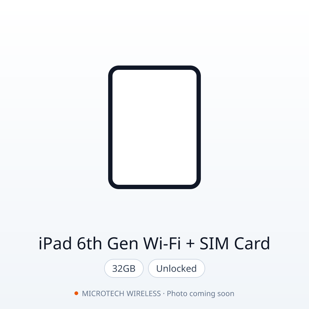 iPad 6th Gen 32GB Wi-Fi Unlocked + SIM Card